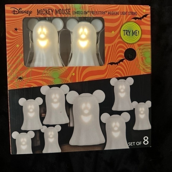 Mickey Mouse Ghost String Lights NEW Singing Monster Mash Halloween White - Picture 2 of 4